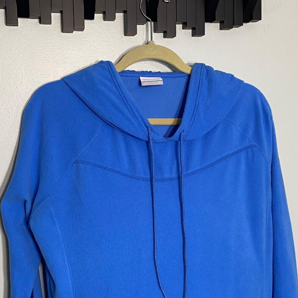 Columbia Womens XL Blue Fleece Pullover Hoodie With Front Pockets & Drawstring H